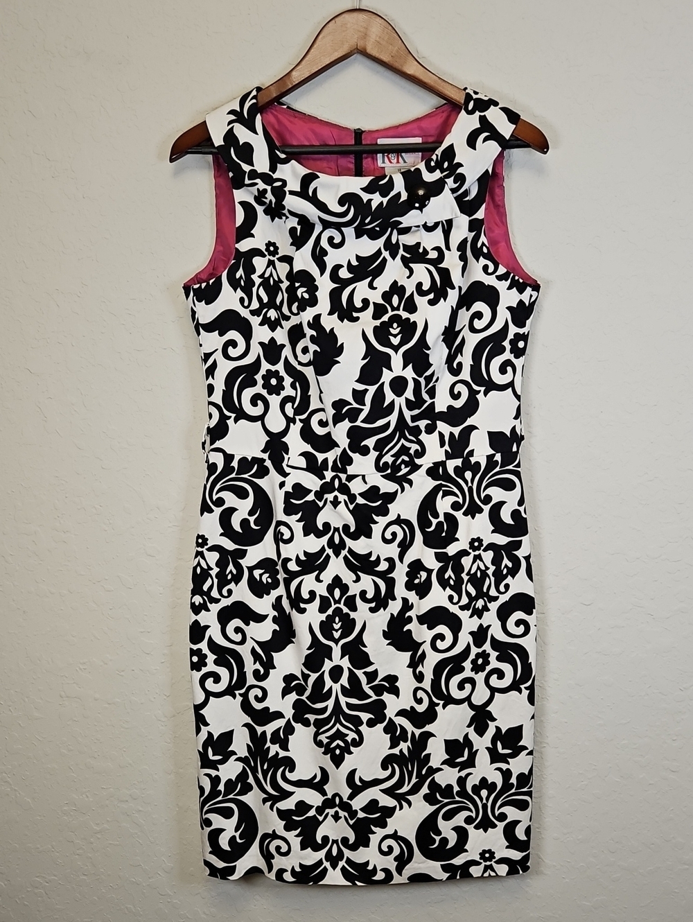 R&K Originals Black & White Sleeveless Dress, Size 14